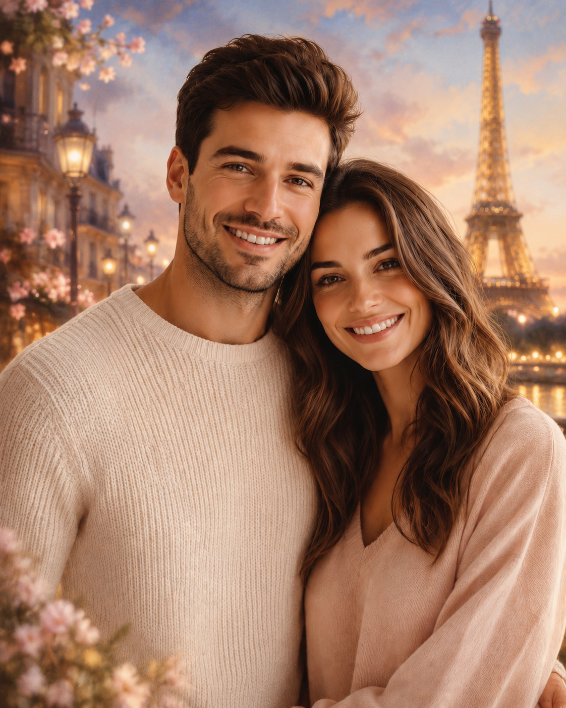Couple in Paris with the Eiffel Tower